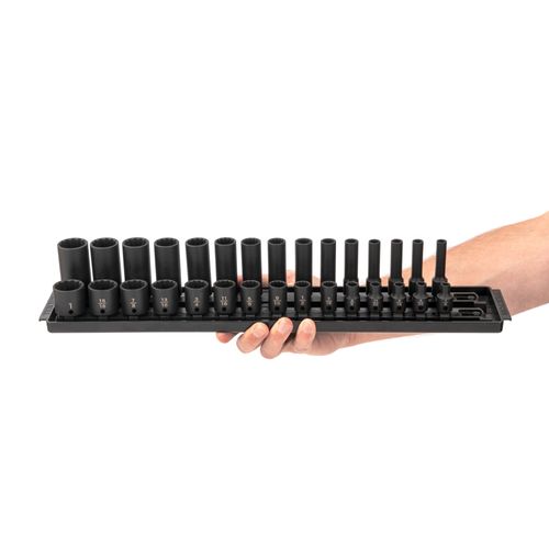 Main product image of 3/8" Drive 12-Point Impact Socket Set with Rails, 30-Piece (1/4-1")