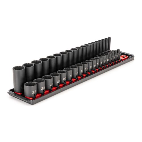 Main product image of 3/8" Drive 12-Point Impact Socket Set with Rails, 38-Piece (6-24mm)