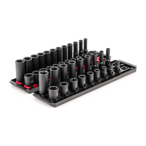 Main product image of 3/8" Drive 6-Point Impact Socket Set with Rails, 42-Piece (5/16-3/4", 8-19mm)