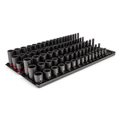 Main product image of 3/8" Drive Shallow, Semi-Deep, and Deep 12-Point Impact Socket Set w/ Rails and Trays, 102-Piece (1/4"- 1", 6 - 24mm)