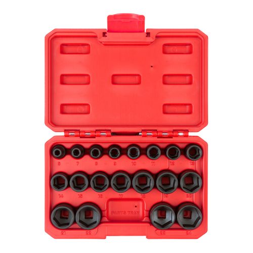 Main product image of 3/8" Drive 6-Point Impact Socket Set with Case, 19-Piece (6-24mm)