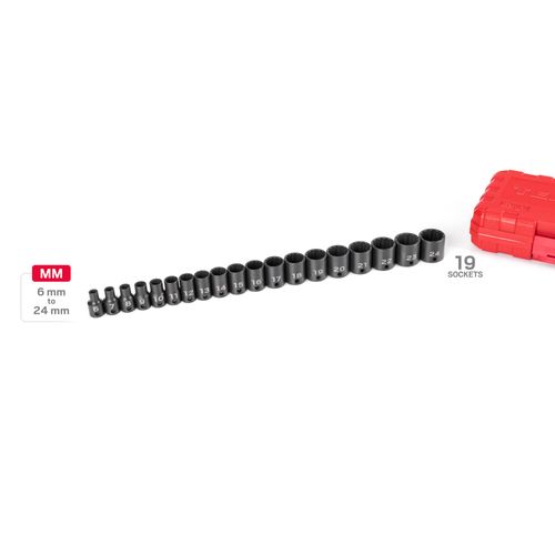 Main product image of 3/8" Drive 12-Point Impact Socket Set, 19-Piece (6 - 24mm)