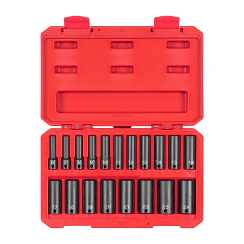Main product image of 3/8" Drive Deep 12-Point Impact Socket Set, 19-Piece (6 - 24mm)