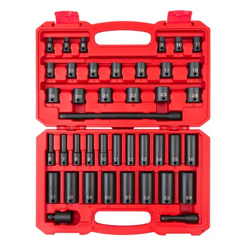 Main product image of 3/8" Drive 6-Point Impact Socket Set, 41-Piece (6-24mm)