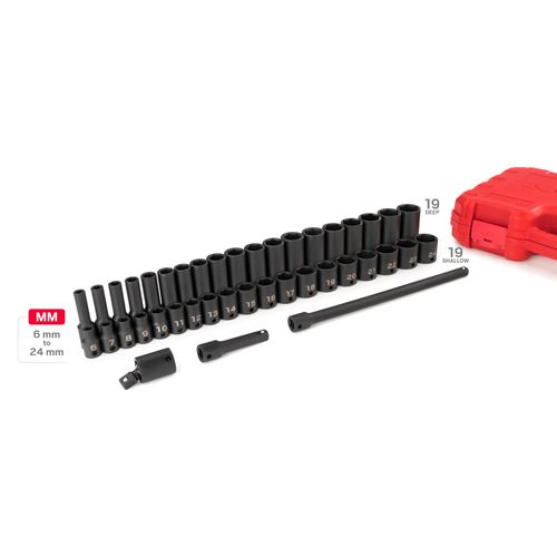 Main product image of 3/8" Drive 6-Point Impact Socket Set, 41-Piece (6-24mm)