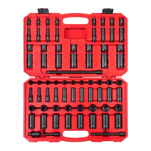 Main product image of 3/8" Drive 6-Point Impact Socket Set, 72-Piece (1/4-1", 6-24mm)