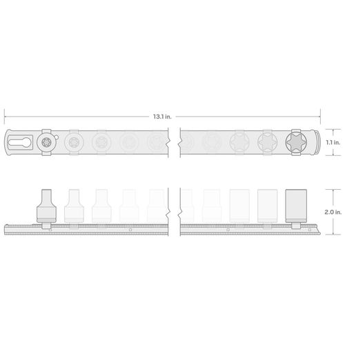 Main product image of 1/2" Drive External Star Impact Socket Set with Rail, 9-Piece (E10-E24)
