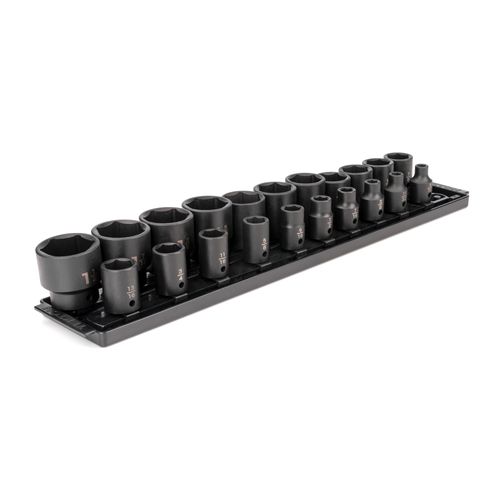 Main product image of 1/2" Drive 6-Point Impact Socket Set with Rails, 21-Piece (5/16-1-1/2")