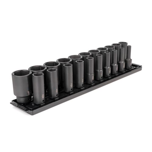 Main product image of 1/2" Drive Deep 6-Point Impact Socket Set with Rails, 21-Piece (5/16-1-1/2")