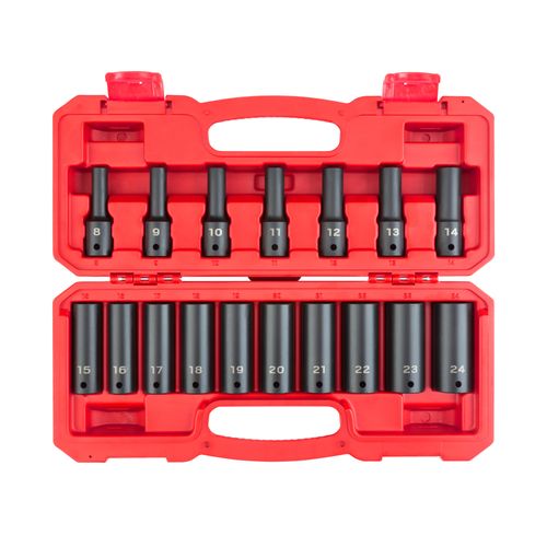 Main product image of 1/2" Drive Deep 6-Point Impact Socket Set, 17-Piece (8-24mm)