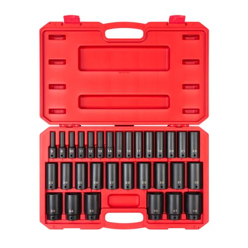Main product image of 1/2" Drive Deep 6-Point Impact Socket Set, 31-Piece (8-38mm)