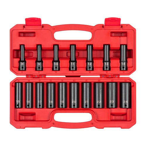 Main product image of 1/2" Drive Deep 12-Point Impact Socket Set, 17-Piece (8 - 24mm)