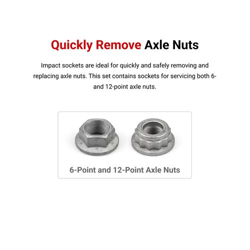 Main product image of 1/2" Drive Deep 6-Point and 12-Point Axle Nut Impact Socket Set with Case, 14-Piece (27-39mm)