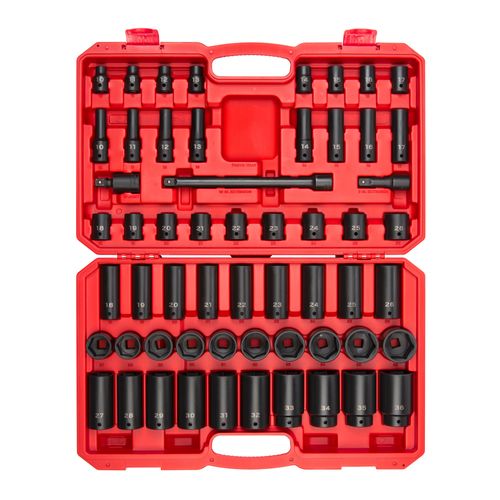 Main product image of 1/2" Drive 6-Point Impact Socket Set, 57-Piece (10-36mm)