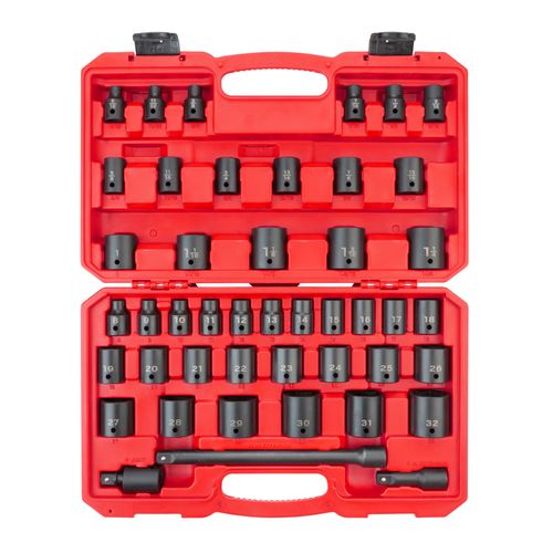 Main product image of 1/2" Drive 6-Point Impact Socket Set, 45-Piece (5/16 - 1-1/4", 8-32mm)