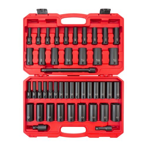 Main product image of 1/2" Drive Deep 6-Point Impact Socket Set, 45-Piece (5/16 - 1-1/4", 8-32mm)