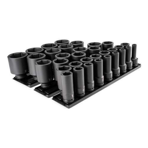 Main product image of 3/4" Drive Deep 6-Point Socket Set w/ Rails and Trays, 33-Piece (1/2"- 2-1/2")