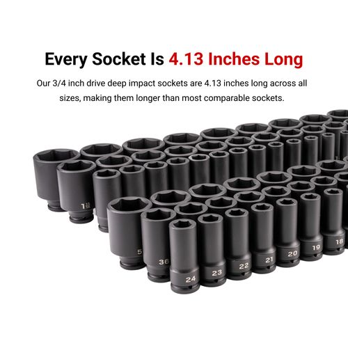 Main product image of 3/4" Drive Deep 6-Point Socket Set w/ Rails and Trays, 33-Piece (1/2"- 2-1/2")
