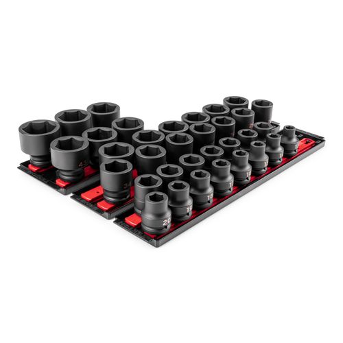 Main product image of 3/4" Drive 6-Point Impact Socket Set with Rails and Trays, 34 Pieces (13 - 50 mm)