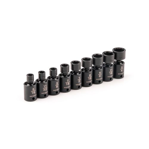 Main product image of 3/8" Drive 6-Point Universal Joint Impact Socket Set, 9-Piece (5/16-3/4")