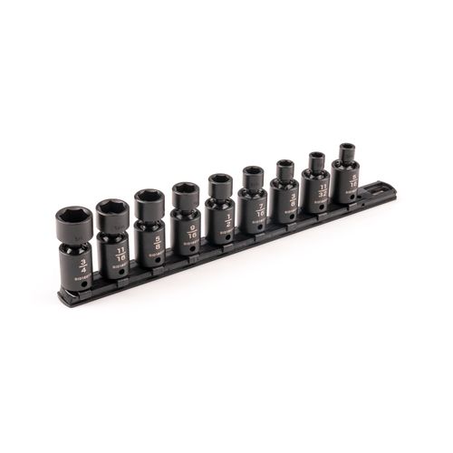Main product image of 3/8" Drive 6-Point Universal Joint Impact Socket Set with Rail, 9-Piece (5/16-3/4")