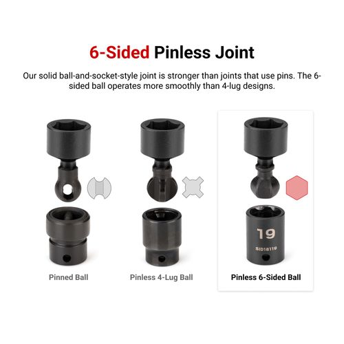 Main product image of 3/8" Drive 6-Point Universal Joint Impact Socket Set with Rail, 9-Piece (5/16-3/4")