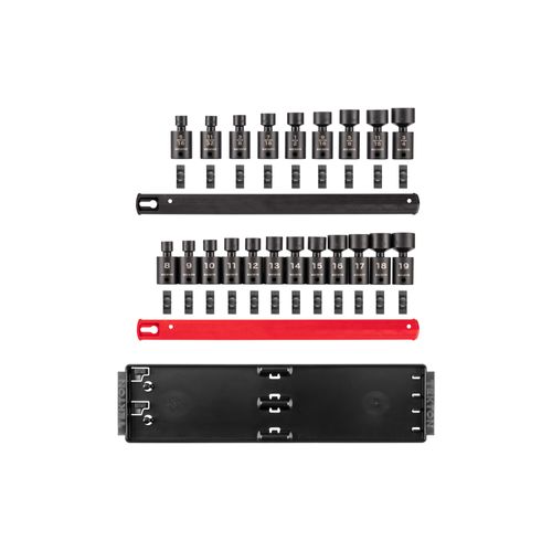 Main product image of 3/8" Drive 6-Point Universal Joint Impact Socket Set with Rails and Tray, 21-Piece (5/16-3/4", 8-19 mm)