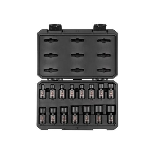 Main product image of 3/8" Drive 6-Point Universal Joint Impact Socket Set with Case, 15-Piece (1/4-1")