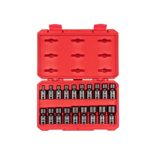 Main product image of 3/8" Drive 6-Point Universal Joint Impact Socket Set with Case, 19-Piece (6-24 mm)