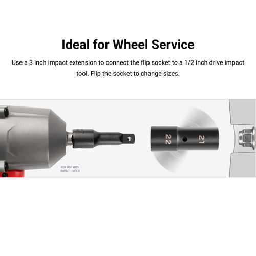 Main product image of 1/2" Drive 21 x 22mm Thin Wall Impact Flip Socket