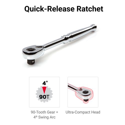 Main product image of 1/4" Drive 6-Point Socket and Ratchet Set with Rails, 29-Piece (5/32-9/16")