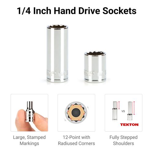 Main product image of 1/4" Drive 12-Point Socket and Ratchet Set with Rails, 29-Piece (5/32-9/16")