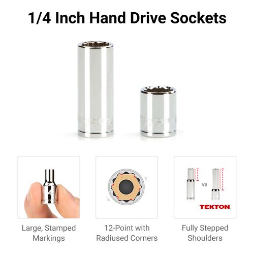 Main product image of 1/4" Drive 12-Point Socket and Ratchet Set with Rails, 35-Piece (4-15mm)