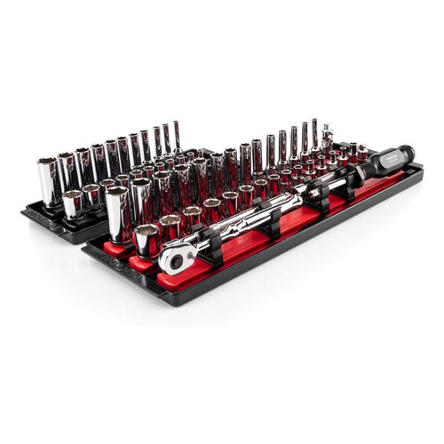 Main product image of 1/4" Drive 6-Point Socket and Ratchet Set with Rails, 57-Piece (5/32-9/16", 4-15mm)
