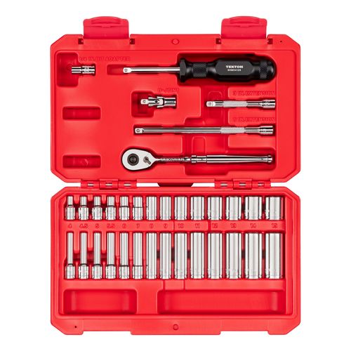 Main product image of 1/4" Drive 6-Point Socket and Ratchet Set, 34-Piece (4-15mm)