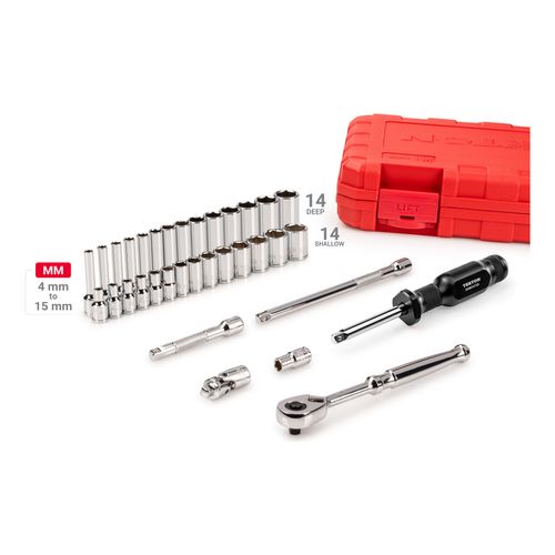 Main product image of 1/4" Drive 6-Point Socket and Ratchet Set, 34-Piece (4-15mm)