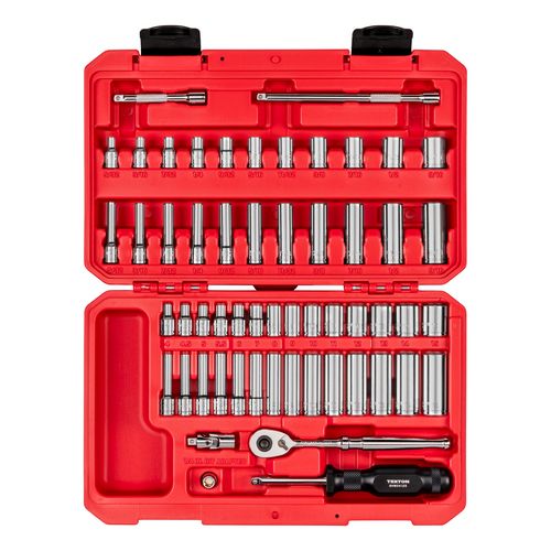 Main product image of 1/4" Drive 12-Point Socket and Ratchet Set, 56-Piece (5/32 - 9/16", 4 - 15mm)