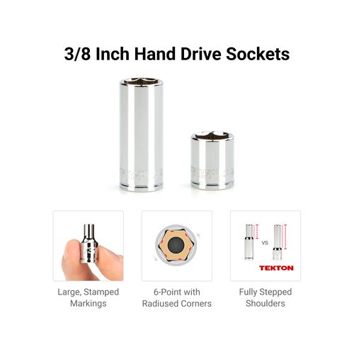 Main product image of 3/8" Drive 6-Point Socket and Ratchet Set with Rails, 36-Piece (1/4-1")