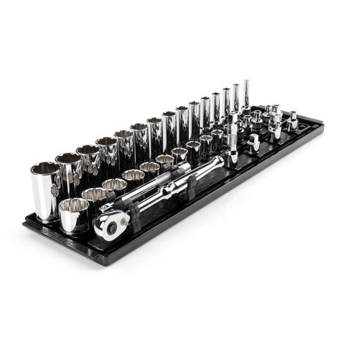 Main product image of 3/8" Drive 12-Point Socket and Ratchet Set with Rails, 36-Piece (1/4-1")