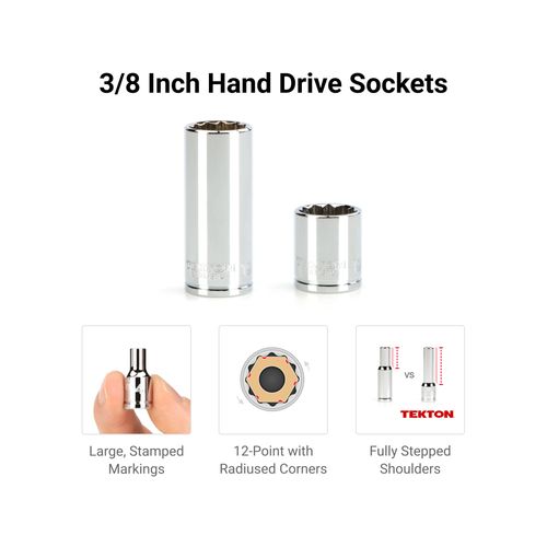 Main product image of 3/8" Drive 12-Point Socket and Ratchet Set with Rails, 44-Piece (6-24mm)