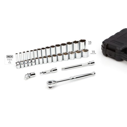 Main product image of 3/8" Drive 6-Point Socket and Ratchet Set, 34-Piece (1/4-1")
