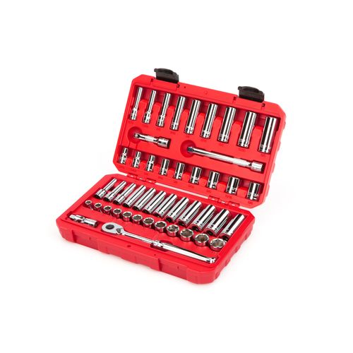 Main product image of 3/8" Drive 6-Point Socket and Ratchet Set, 46-Piece (5/16-3/4", 8-19mm)