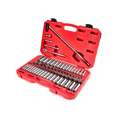 Main product image of 3/8" Drive 12-Point Socket and Ratchet Set, 73-Piece (1/4-1", 6-24mm)