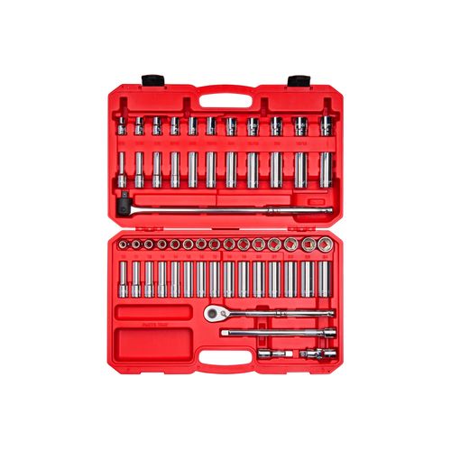 Main product image of 1/2" Drive 6-Point Socket and Ratchet Set, 57-Piece (3/8-1", 10-24mm)