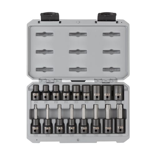 Main product image of 1/2" Drive Torx and External Star Impact Socket Set, 17-Piece (T30-T70, E10-E24)