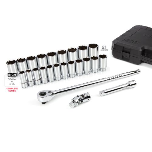 Main product image of 3/4" Drive Deep 6-Point Socket and Ratchet Set, 24-Piece (3/4-2")