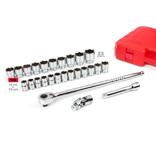 Main product image of 3/4" Drive 6-Point Socket and Ratchet Set, 26-Piece (19-50mm)