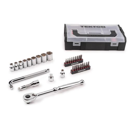 Main product image of 3/8" Drive 12-Point Socket, Bit, and Ratchet Set w/ Mini Stacking Tool Box, 32-Piece (5/16"- 3/4")