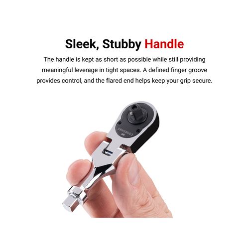 Main product image of 1/4" Drive x 3" Flex Head Non-Quick-Release Stubby Ratchet w/ Handle Tang