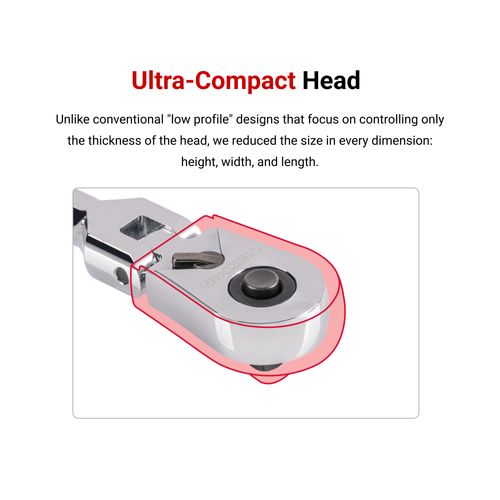 Main product image of 3/8" Drive x 4"-1/2" Flex Head Quick-Release Stubby Ratchet